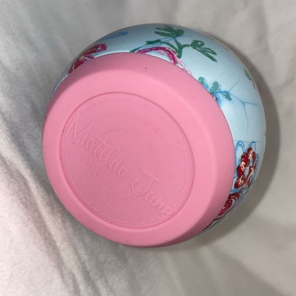 NEW Matilda Jane Be Merry Wine Tumbler Blue w/Pink Floral with Lid - Picture 8 of 8